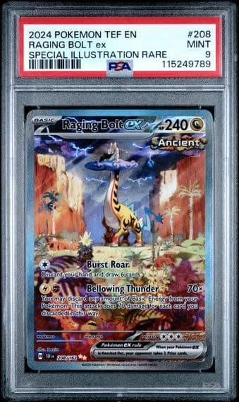 2024 #208 Raging Bolt EX PSA 9 Tef EN-Temporal Forces Pokemon