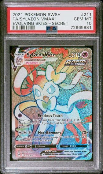 2021 #211 Full Art/Sylveon Vmax PSA 10 Sword & Shield Evolving Skies Pokemon