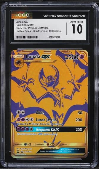 2019 #SM103a Full Art/Lunala GX CGC 10 SM Black Star Promo Pokemon