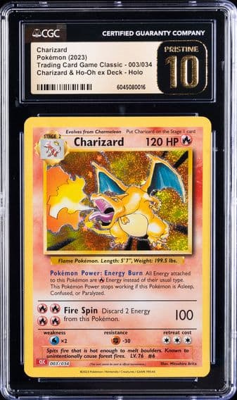 2023 #003 Charizard CGC 10 Pristine Clc-Trading Card Game Classic Charizard & HO-Oh EX Deck Pokemon