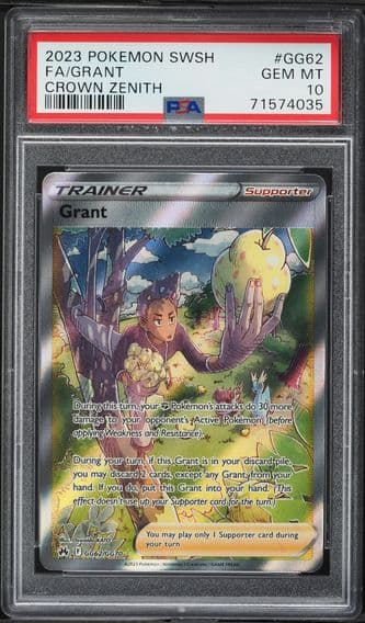 2023 #GG62 Full Art/Grant PSA 10 Sword and Shield Crown Zenith Pokemon