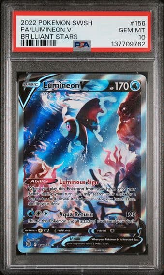 2022 #156 Full Art/Lumineon V PSA 10 Sword & Shield Brilliant Stars Pokemon