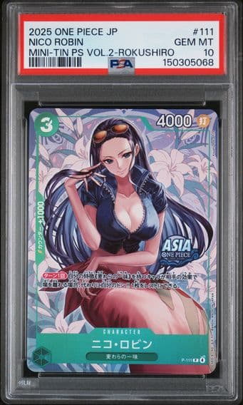 2025 #111 Nico Robin PSA 10 One Piece Japanese Mini-Tin Pack Set Vol.2