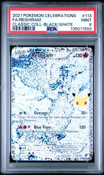 2021 #113 Full Art/Reshiram PSA 9 Celebrations Classic Collection Pokemon