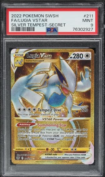 2022 #211 SWORD & SHIELD SILVER TEMPEST SECRET LUGIA VSTAR PSA 9 POKEMON