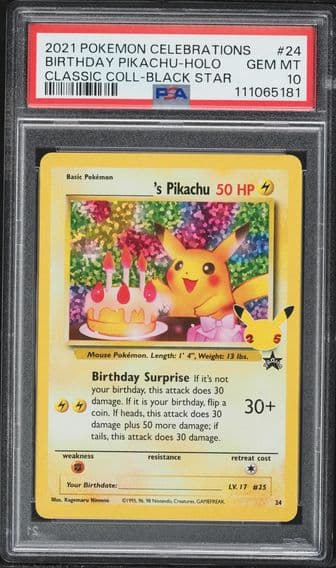 2021 #24 Birthday Pikachu-Holo PSA 10 Celebrations Classic Collection Pokemon