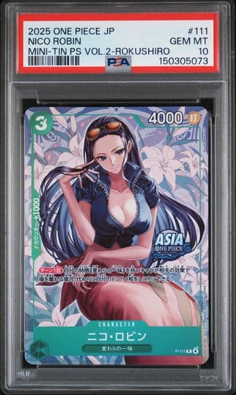 2025 #111 Nico Robin PSA 10 One Piece Japanese Mini-Tin Pack Set Vol.2
