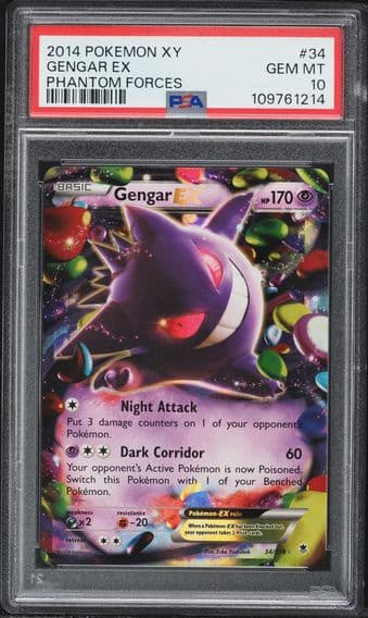 2014 #34 Gengar EX PSA 10 XY Phantom Forces Pokemon
