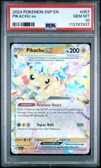 2024 #057 Pikachu EX PSA 10 Ssp EN-Surging Sparks Pokemon