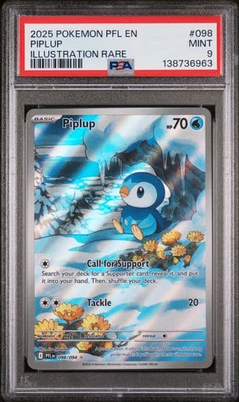 2025 #098 Piplup PSA 9 Pfl EN-Phantasmal Flames Pokemon