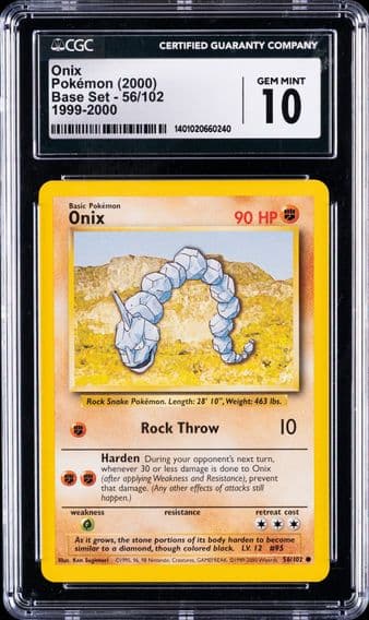 1999 #56 Onix CGC 10 Game Pokemon
