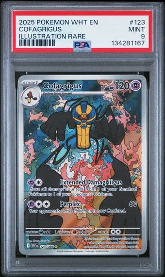 2025 #123 Cofagrigus PSA 9 Wht EN-White Flare Pokemon