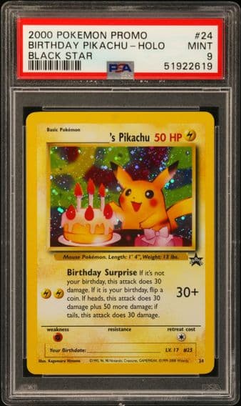 2000 #24 Birthday Pikachu-Holo PSA 9 Promo Black Star