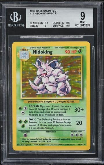 1999 #11 Nidoking-Holo BGS 9 Game Pokemon