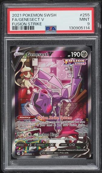 2021 #255 Full Art/Genesect V PSA 9 Sword & Shield Fusion Strike Pokemon