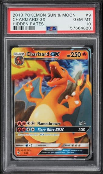 2019 #9 Charizard GX PSA 10 Sun & Moon Hidden Fates Pokemon