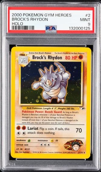 2000 #2 Brock's Rhydon PSA 9 Gym Heroes Pokemon