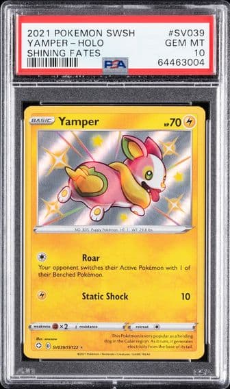 2021 #SV039 YAMPER-HOLO PSA 10 POKEMON SWORD & SHIELD SHINING FATES
