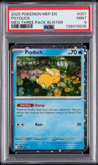 2025 #007 Psyduck PSA 9 Mep EN-Me Black Star Promo Pokemon