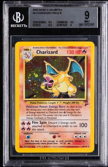 2000 #4 Charizard BGS 9 Base Set 2 Pokemon