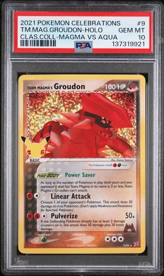 2021 #9 Team Magma's Groudon-Holo PSA 10 Celebrations Classic Collection Pokemon