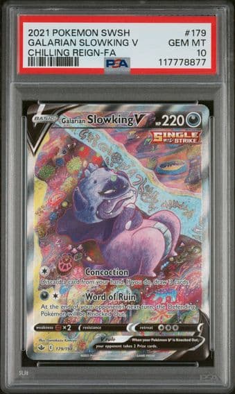 2021 #179 Full Art/Galarian Slowking V PSA 10 Sword & Shield Chilling Reign Pokemon
