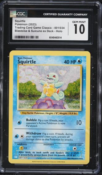 2023 #001 Squirtle CGC 10 Clb-Trading Card Game Classic Blastoise & Suicune EX Deck Pokemon