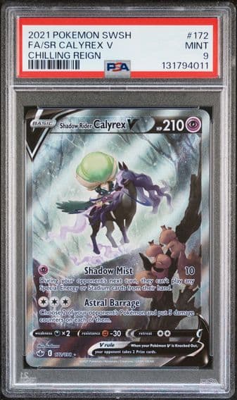 2021 #172 Full Art/Shadow Rider Calyrex V PSA 9 Sword & Shield Chilling Reign Pokemon