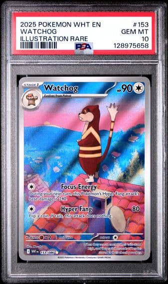2025 #153 Watchog PSA 10 Wht EN-White Flare Pokemon