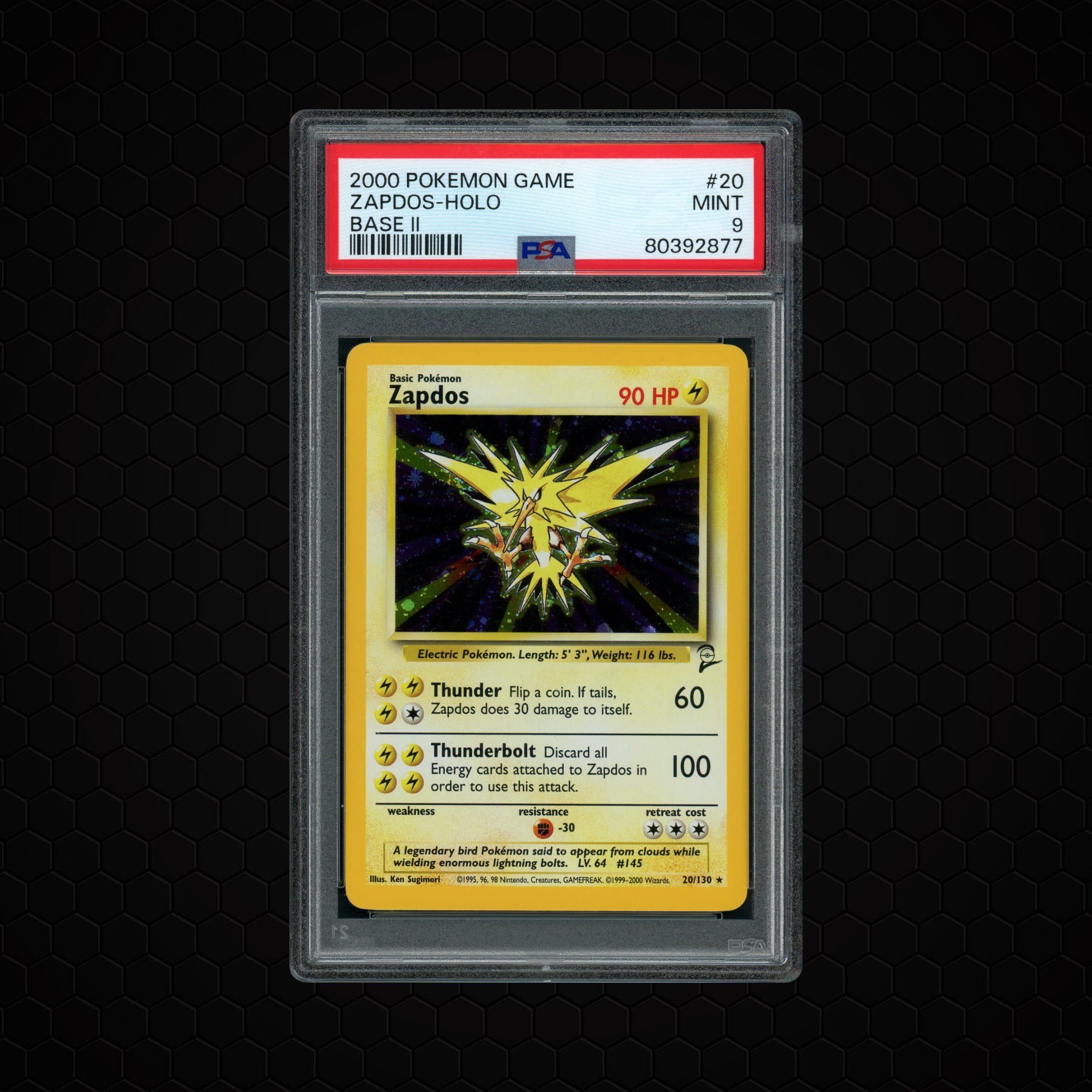 2000 Base Set 2 Zapdos  PSA 9