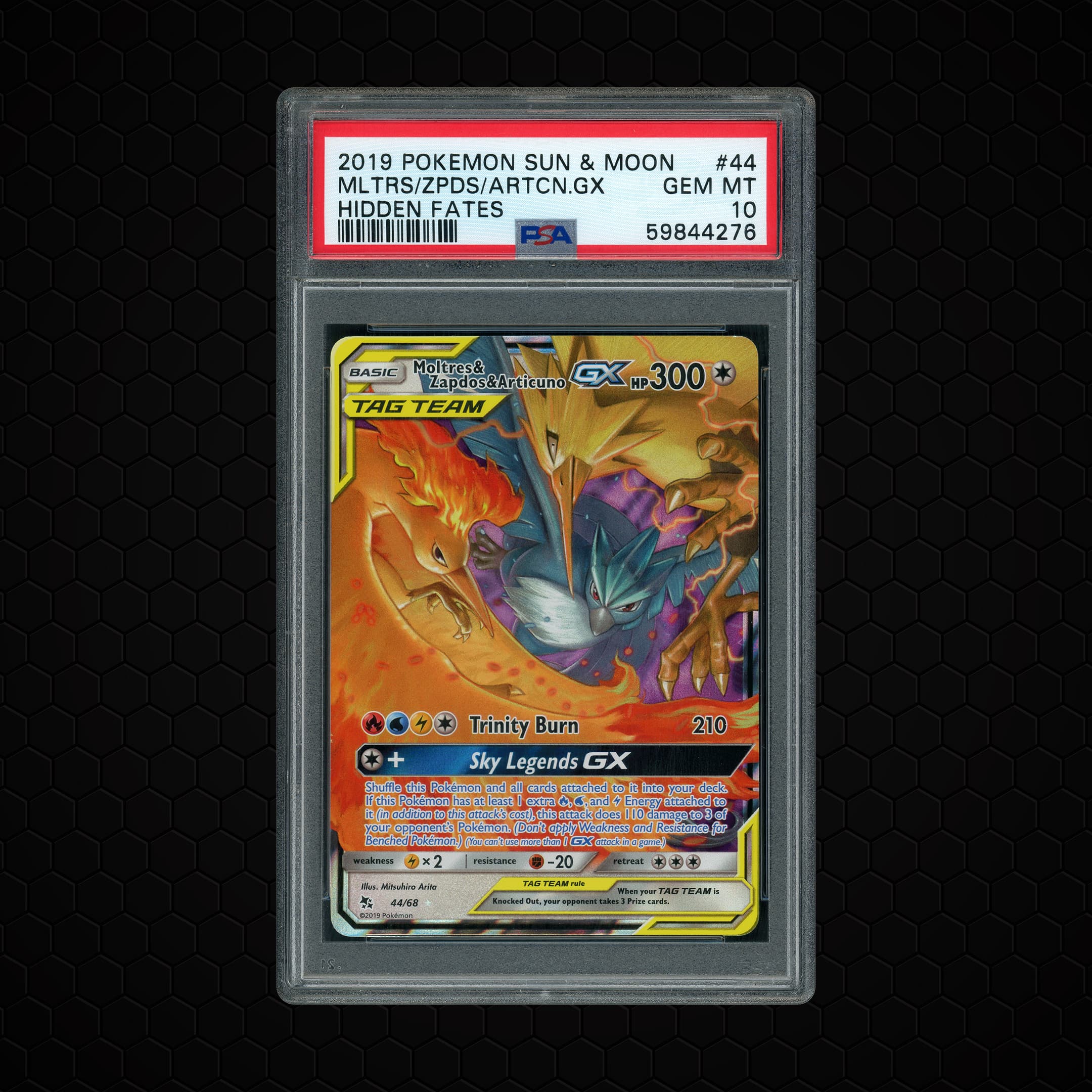 2019 Hidden Fates Moltres & Zapdos & Articuno GX  PSA 10