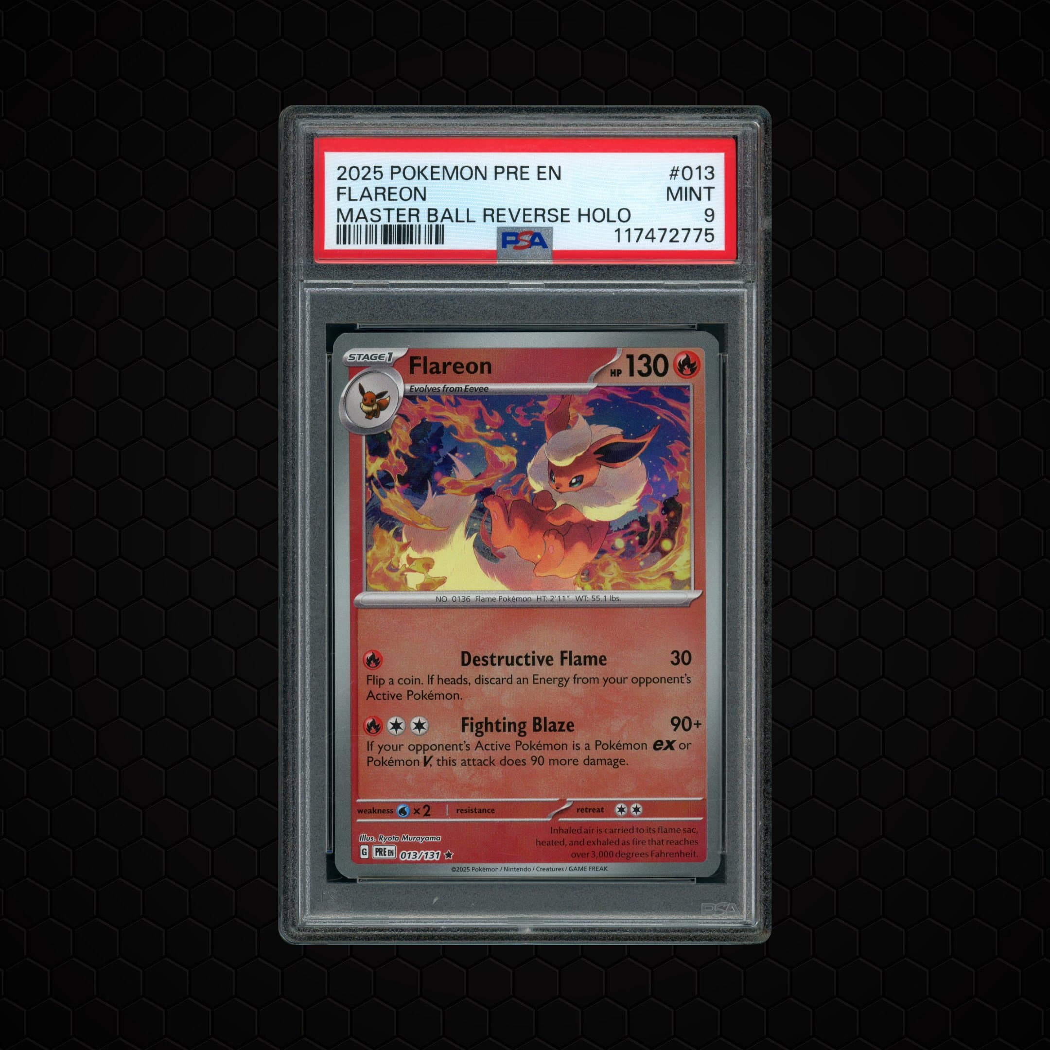 2025 Prismatic Evolutions Masterball Flareon  PSA 9
