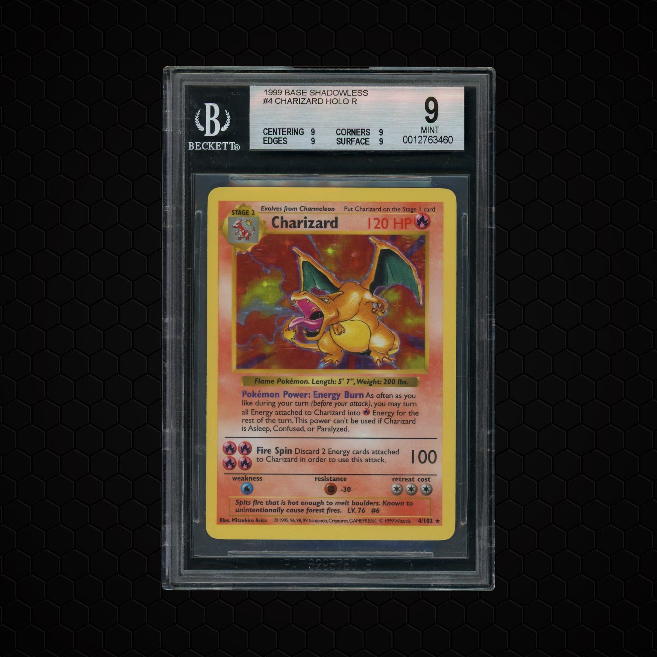 1999 Base Shadowless Charizard  BGS 9