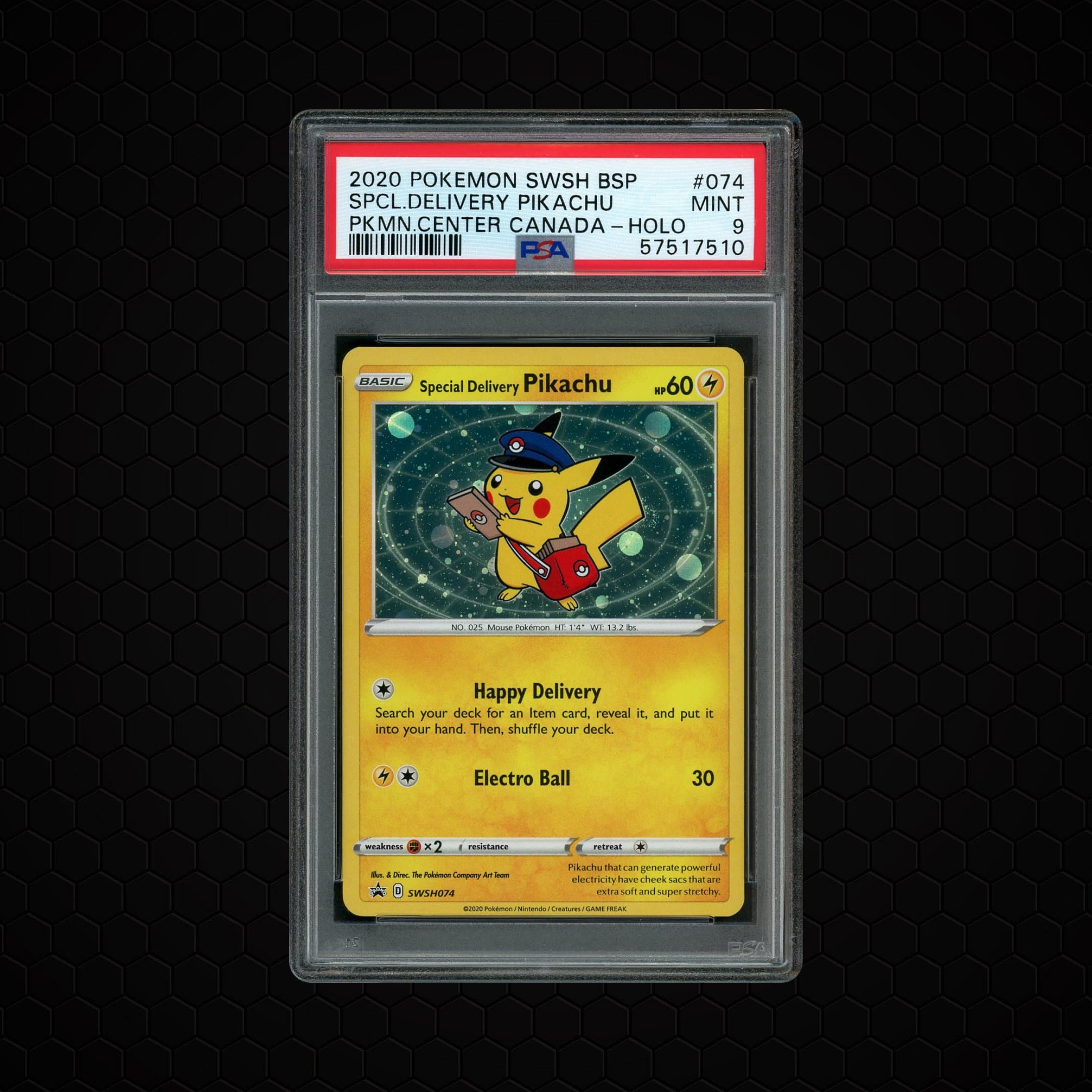 2020 Black Star Promo Special Delivery Pikachu  PSA 9