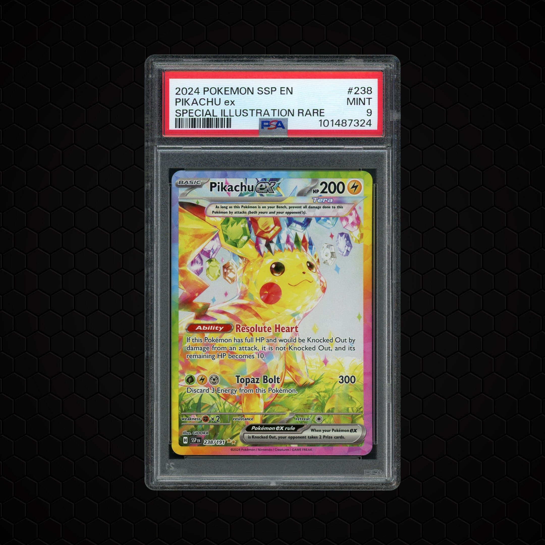 2024 Surging Sparks Pikachu EX  PSA 9