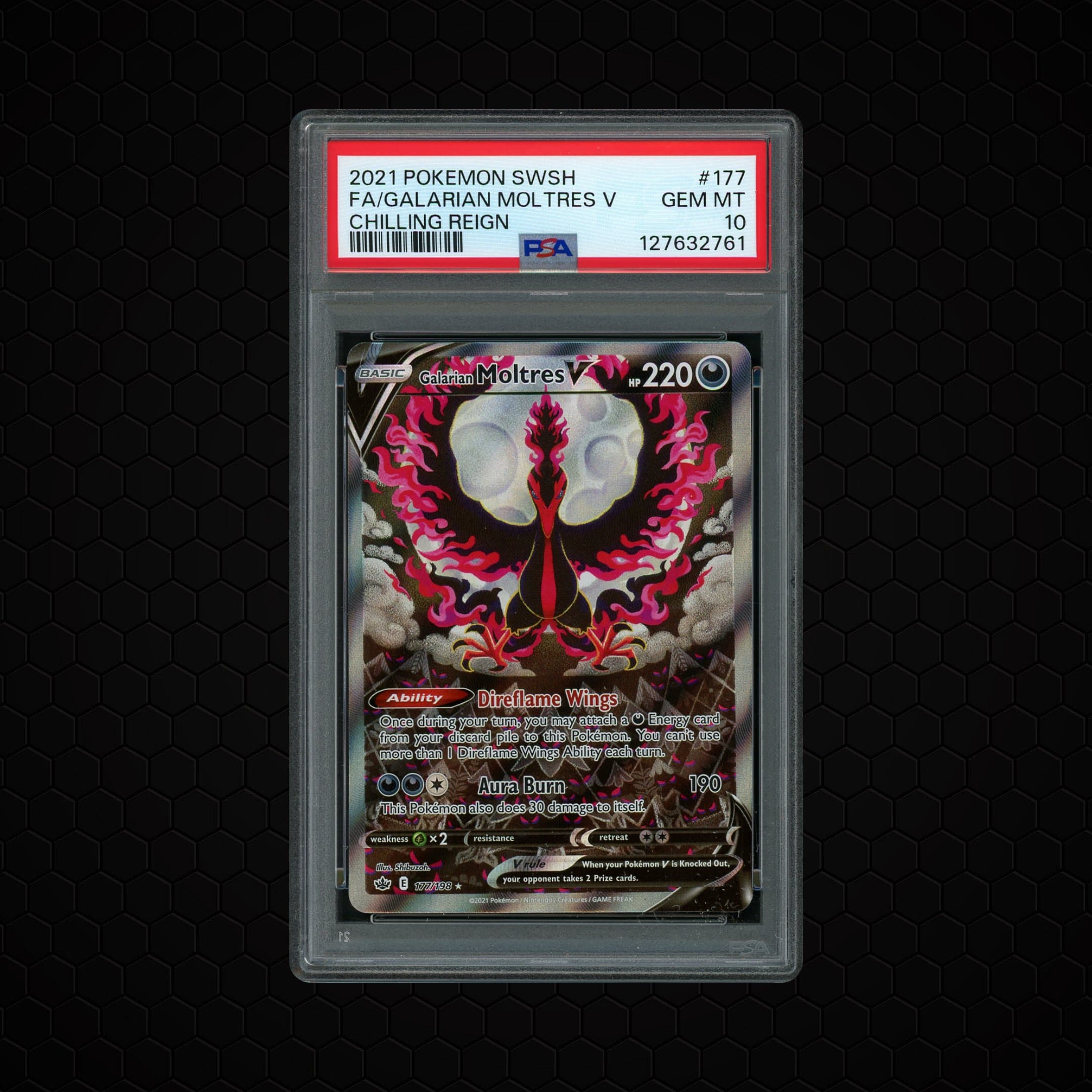 2021 Chilling Reign Galarian Moltres V  PSA 10