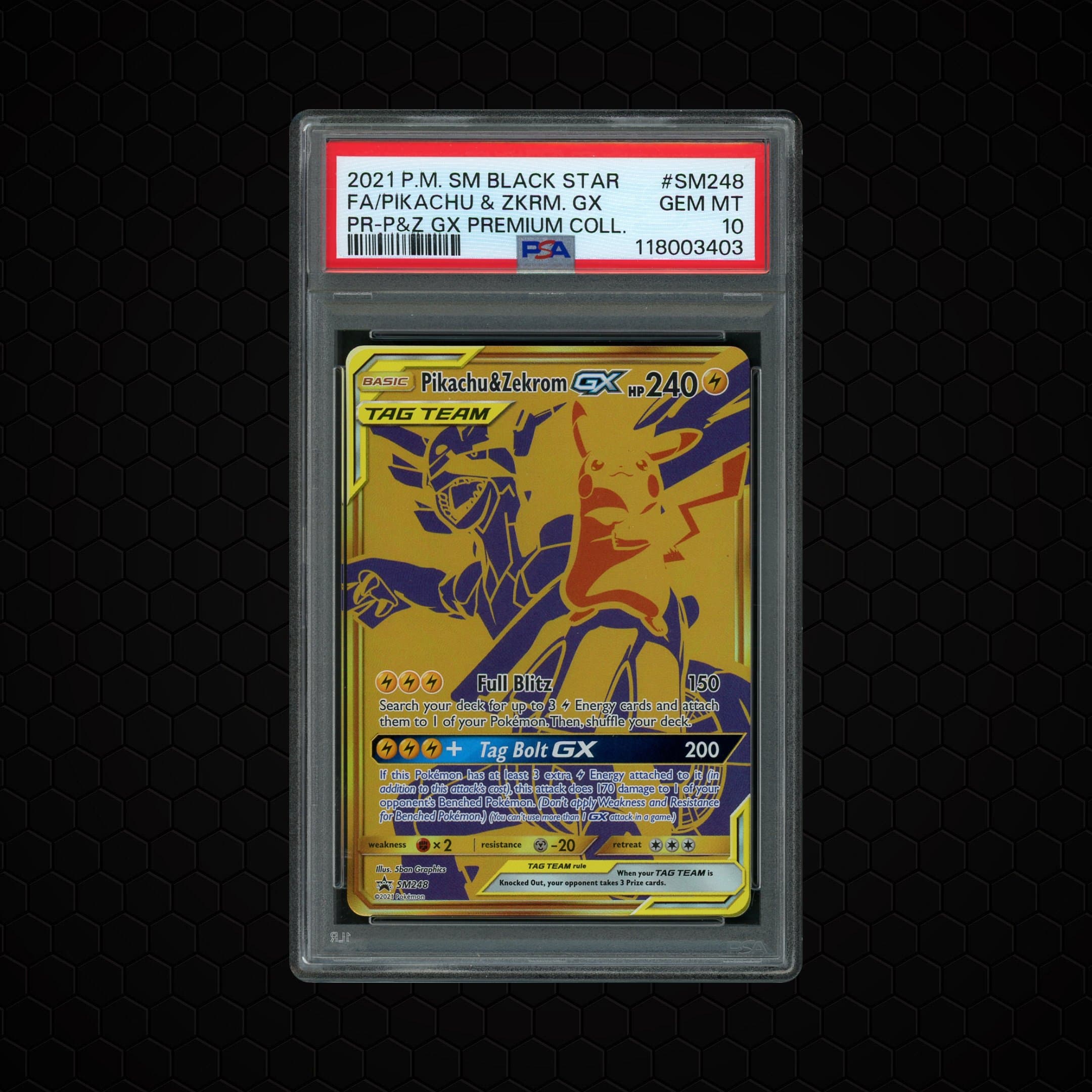 2021 Black Star Promo Pikachu & Zekrom GX #SM248 PSA 10