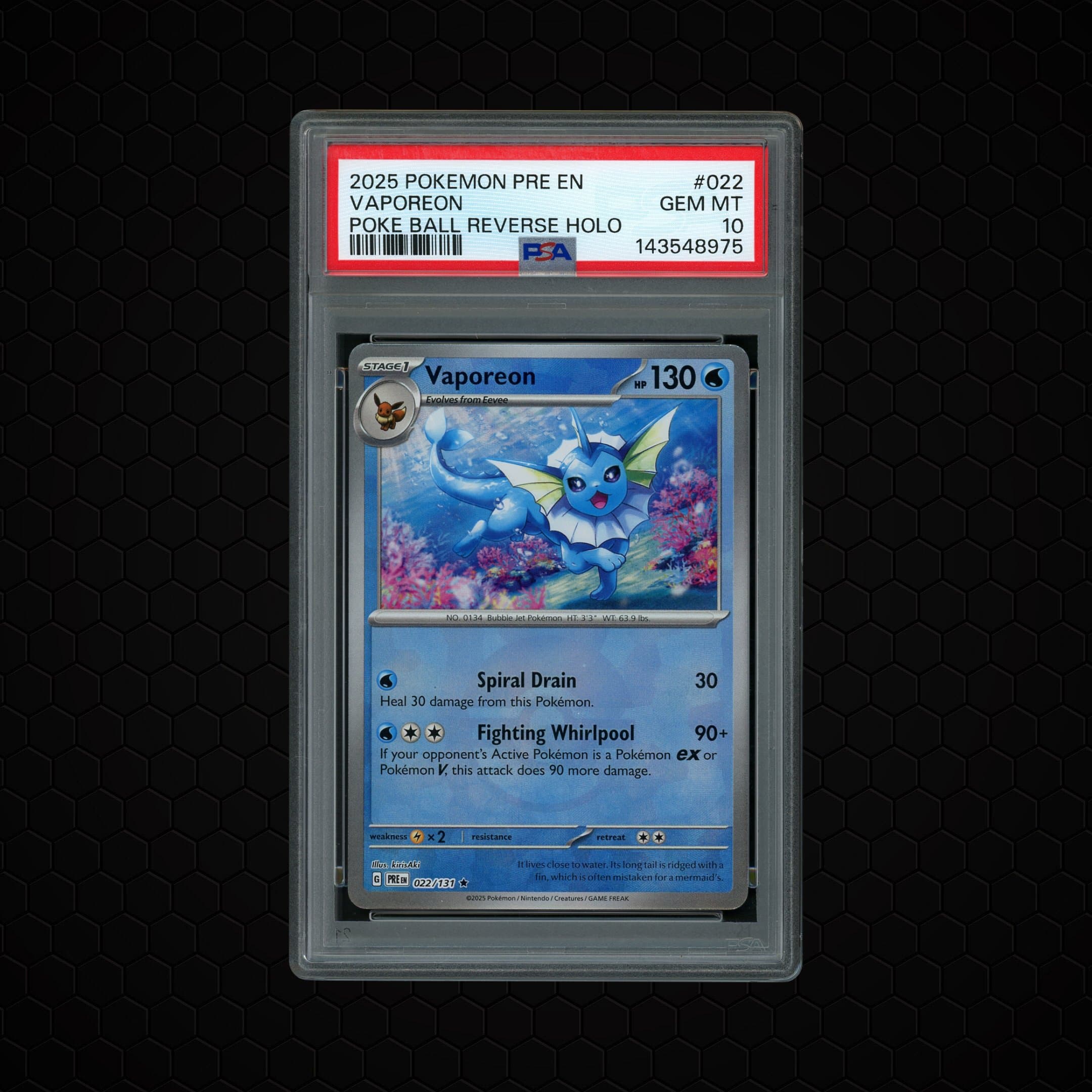 2025 Prismatic Evolutions Vaporeon  PSA 10