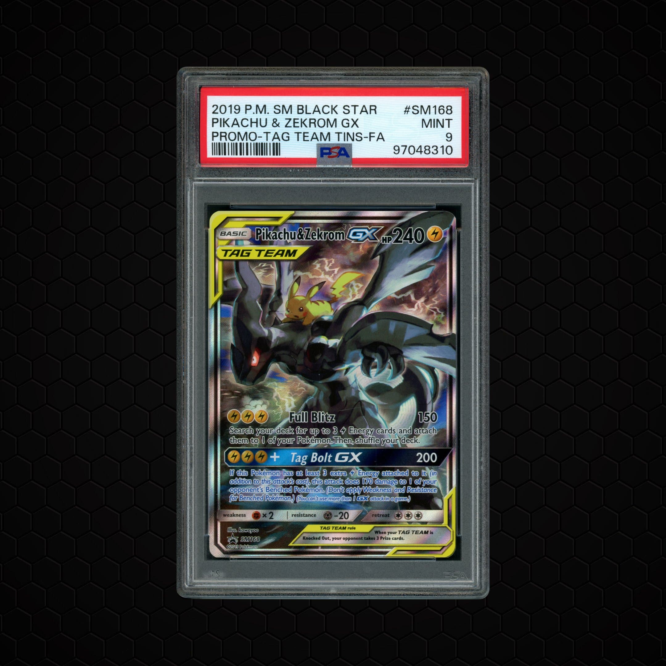 2019 Black Star Promo Pikachu & Zekrom GX #SM168 PSA 9