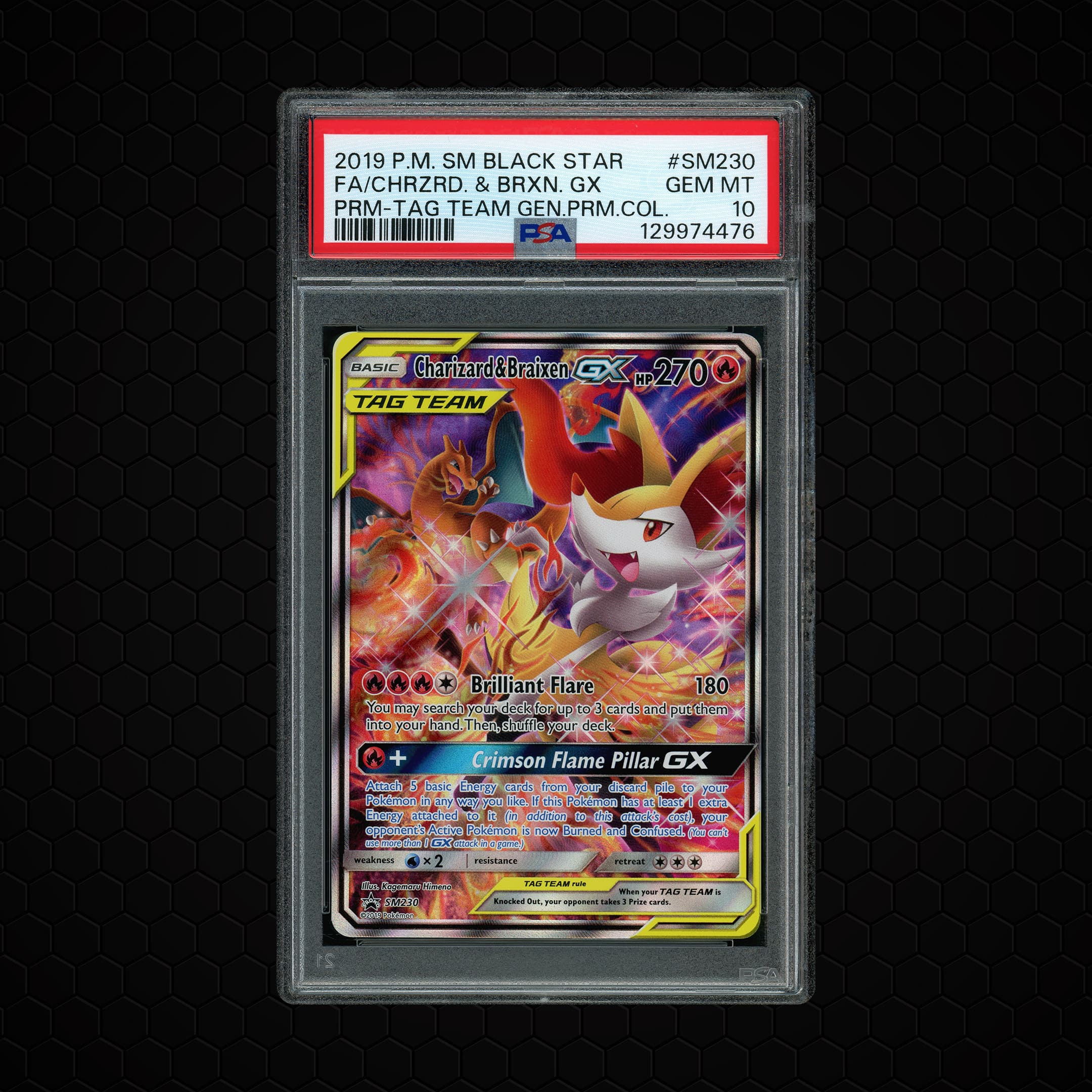 2019 Black Star Promo Charizard & Braixen GX #SM230 PSA 10