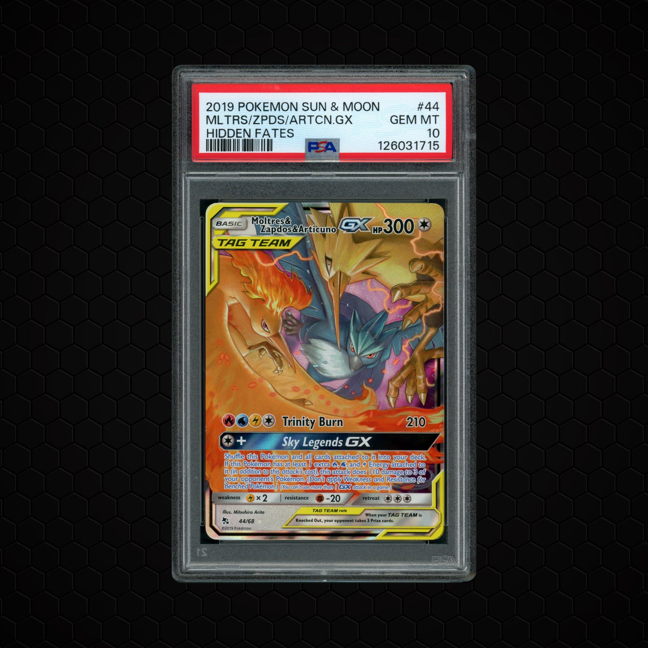 2019 Hidden Fates Moltres & Zapdos & Articuno GX  PSA 10