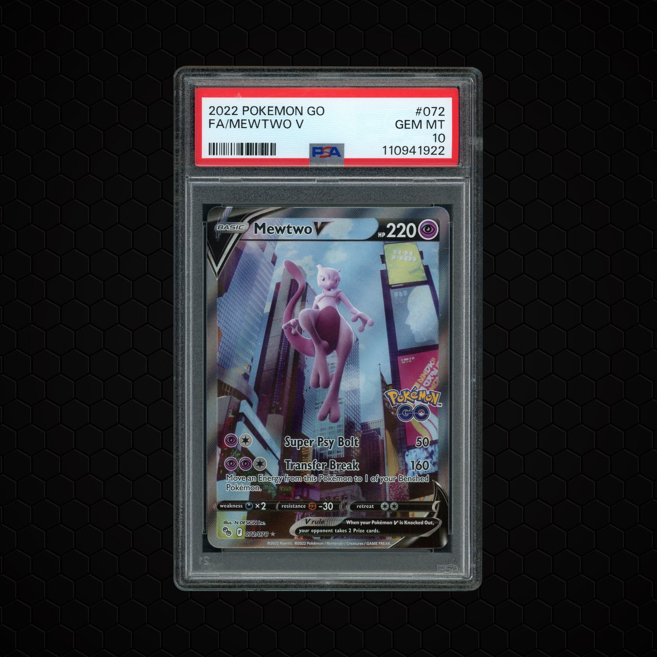 2022 Pokemon GO Mewtwo V  PSA 10