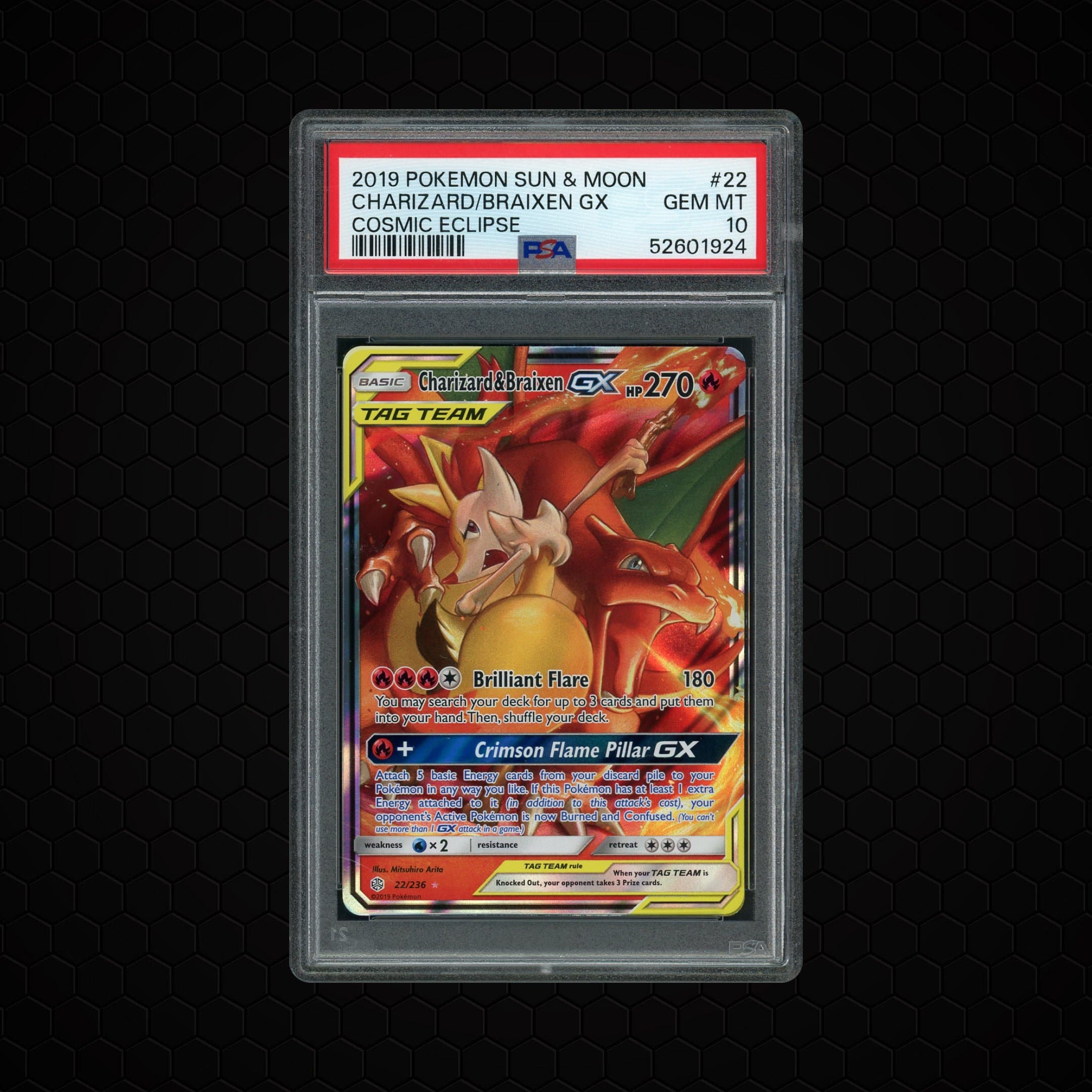 2019 Cosmic Eclipse Charizard & Braixen GX  PSA 10