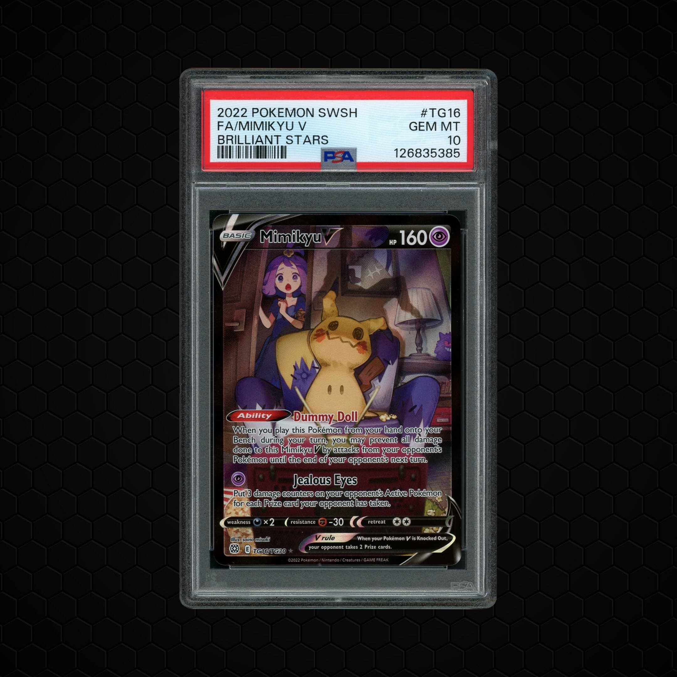 2022 Brilliant Stars Mimikyu V #TG16 PSA 10