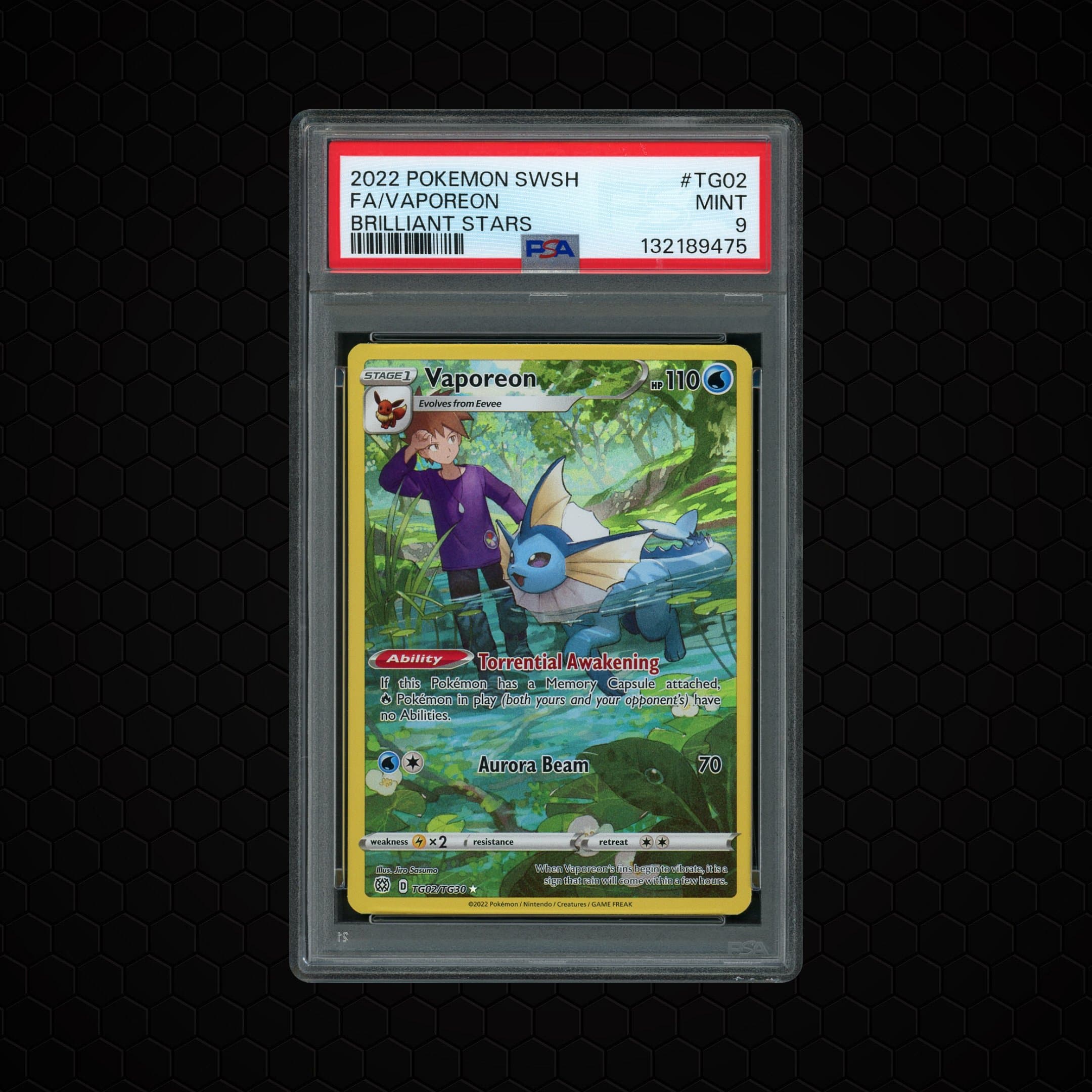 2022 Brilliant Stars Vaporeon #TG02 PSA 9