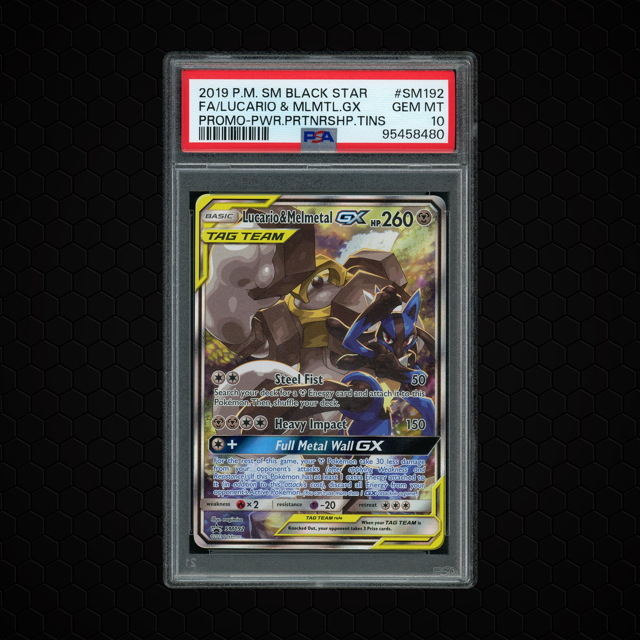 2019 Black Star Promo Lucario & Melmetal GX #SM192 PSA 10