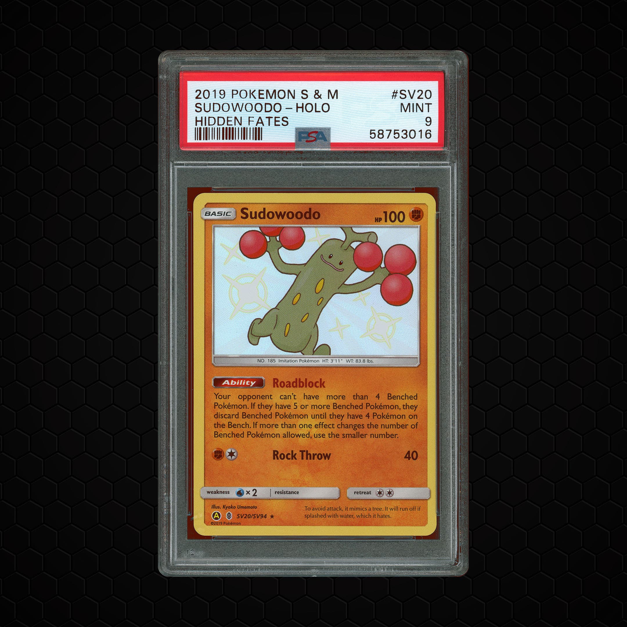 2019 Hidden Fates Sudowoodo #SV20 PSA 9