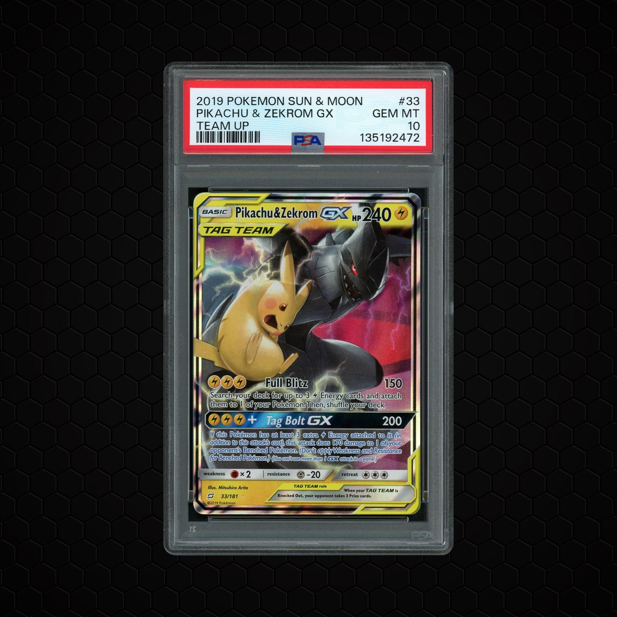 2019 Team Up Pikachu & Zekrom GX  PSA 10