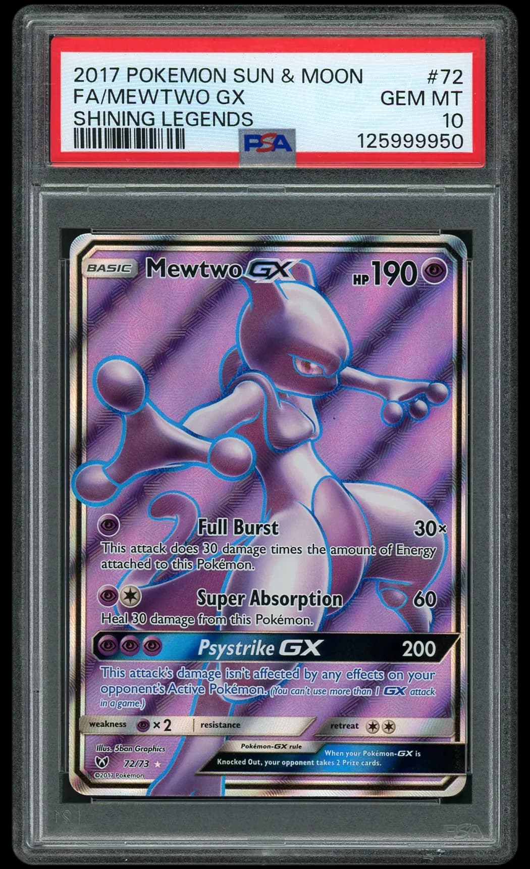 2017 Shining Legends Mewtwo GX  PSA 10