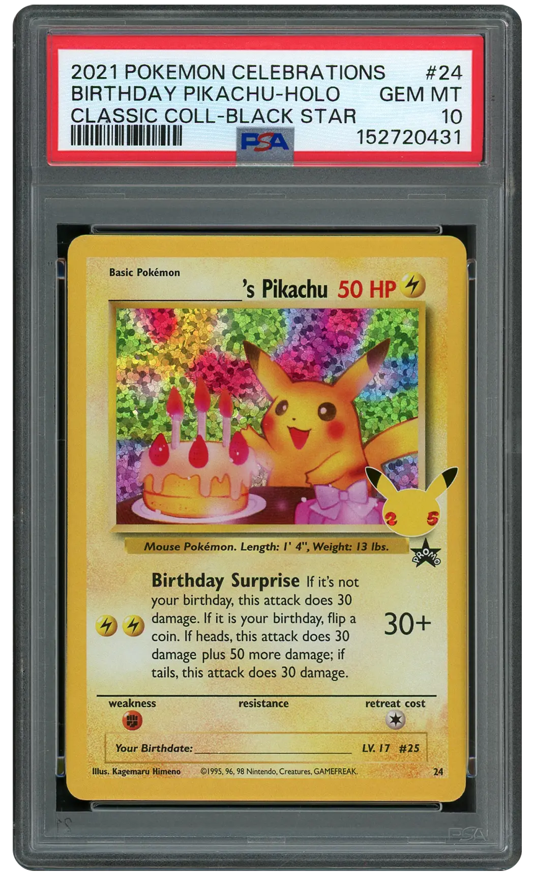 2021 Celebrations Classic Collection Birthday Pikachu  PSA 10